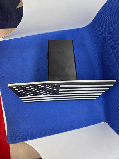 Black and White American Flag Hitch Cover